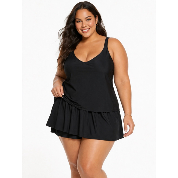 Simply Fit Other - NWT Simply Fit Plus Black One Piece Swimdress